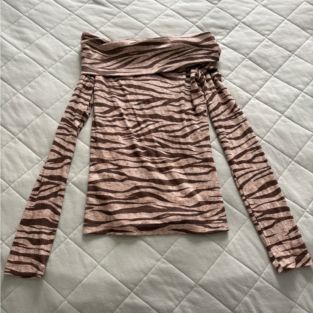 NWT Anthropologie Pilcro Zebra Print Top in Cream and Brown